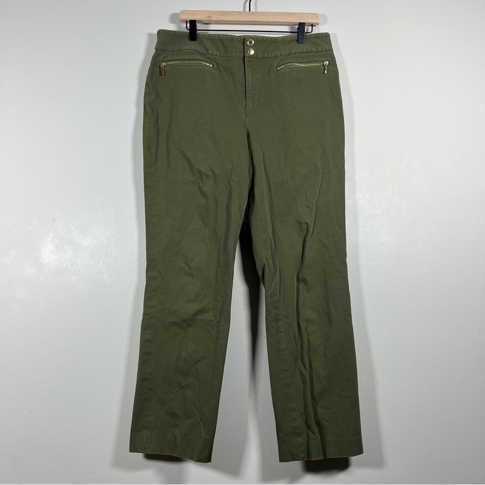 Lauren Ralph Lauren Olive Green Button Snap Zip Up Pants Women’s Plus Size 14